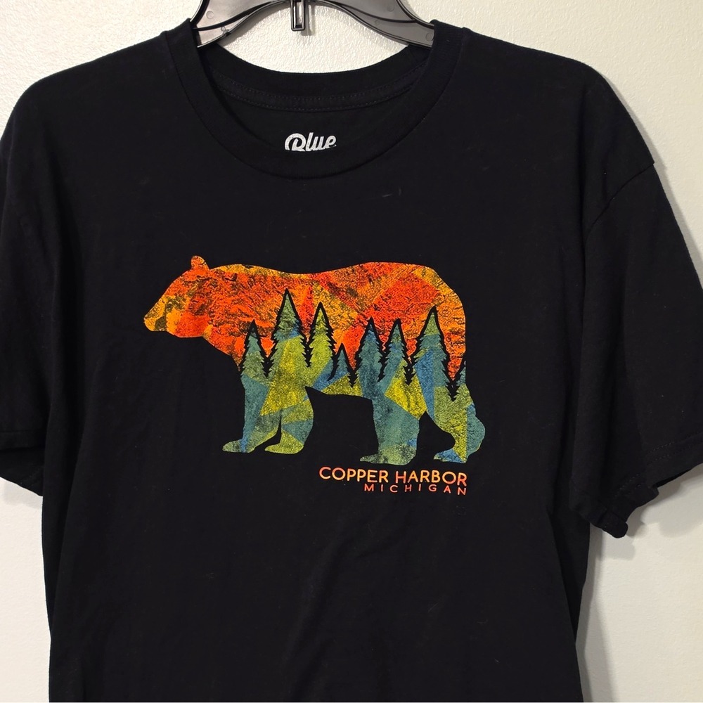 Blue 84 Men's Knit Cotton Crew Neck Bear Graphic Tee Black M #349